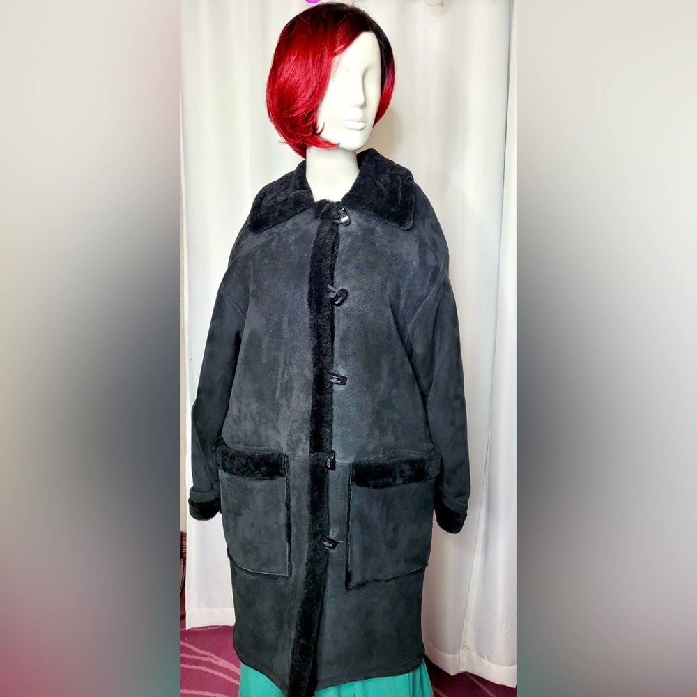 Vintage Danier Natural Fur Black Shearling Coat